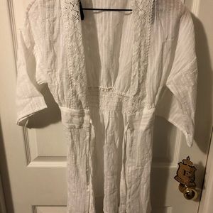 White gauze beach jacket
